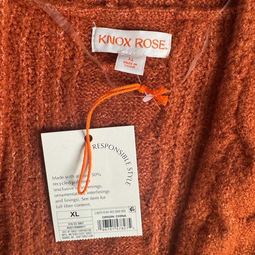 NWT Knox Rose by Target Women's Cable Knit Sweater Cardigan - Rust - Picture 3 of 3